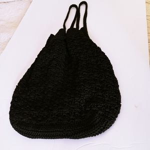 Giannini Black Mini Crocheted Drawstrings Shoulder/Backpack